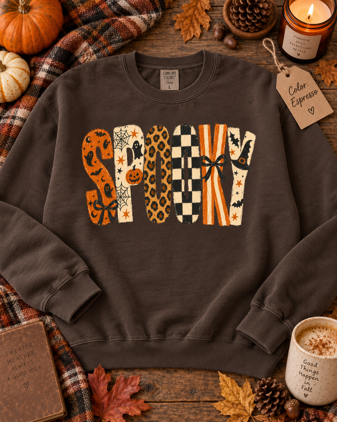 Spooky Leopard Print Comfort Colors Sweatshirt