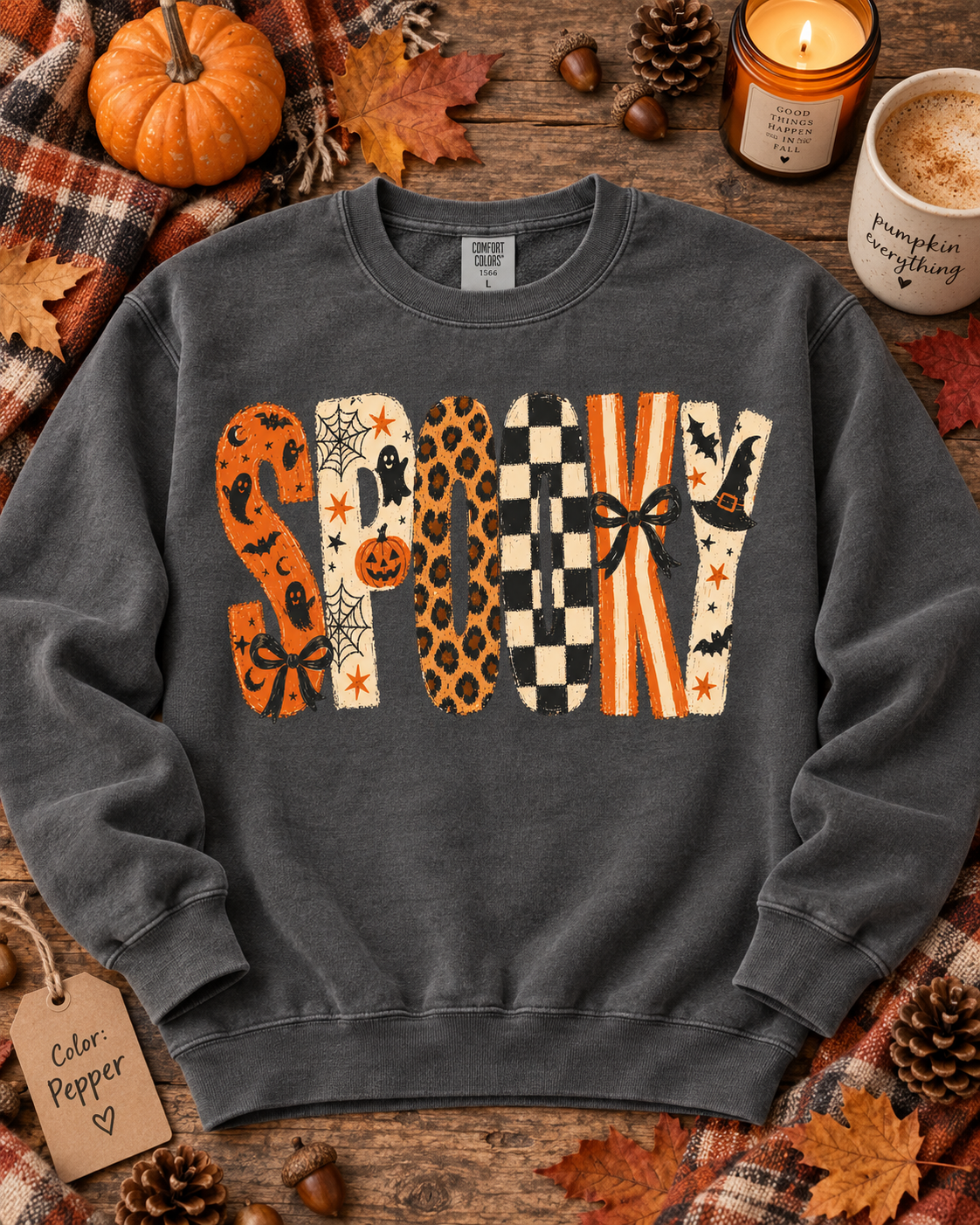 Spooky Leopard Print Comfort Colors Sweatshirt