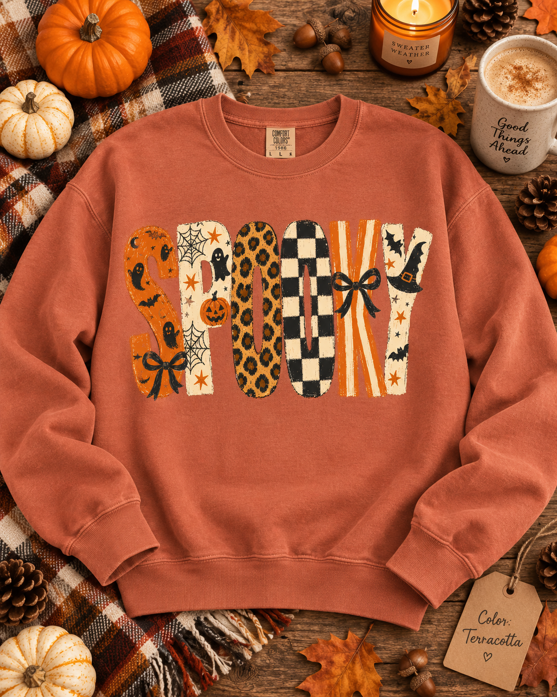 Spooky Leopard Print Comfort Colors Sweatshirt